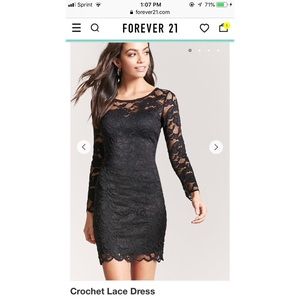 Black laced long sleeve forever 21 dress with tags